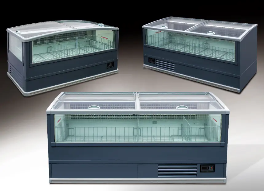High vision glass combined island freezer with panoramic crystal-clear display and precision -18 to -22°C industrial cooling - XCCold Series