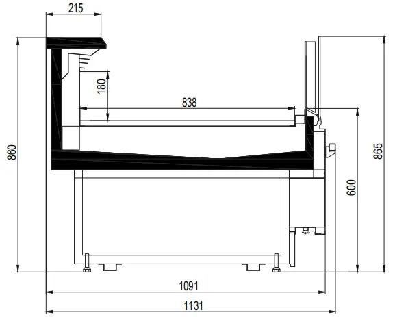 Remote luxury fresh meat showcase counter with technical parameters for commercial use - XCCold Series
