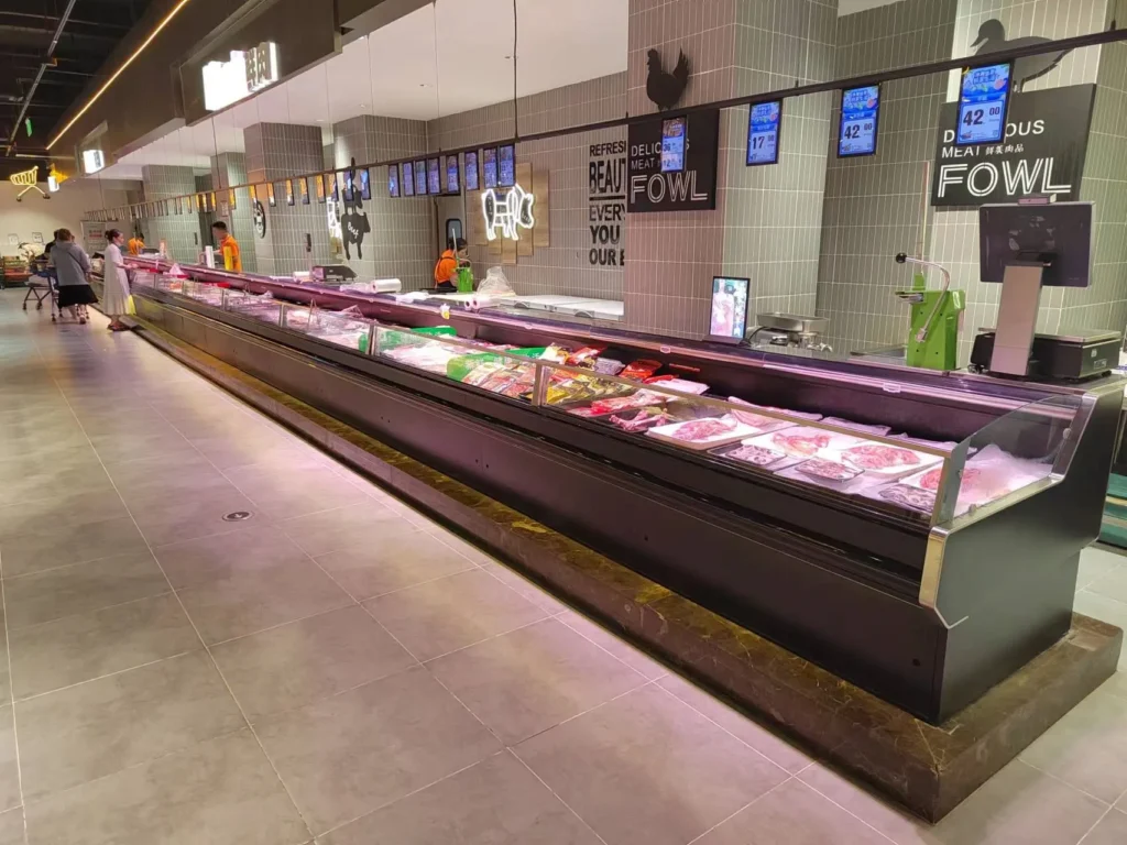 Remote standard fresh meat showcase counter with industrial stainless steel parameters - XCCold Series