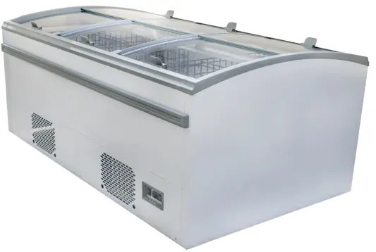Plug-in double sides sliding door combined island freezer (Version 2) with high-efficiency low-E glass and industrial -18 to -22°C cooling - XCCold Series
