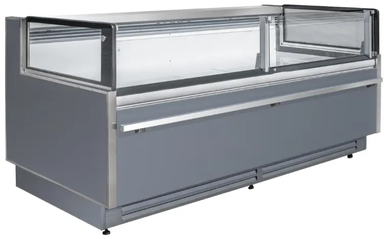 Plug-in luxury flat glass fresh meat showcase counter with independent refrigeration - XCCold Professional