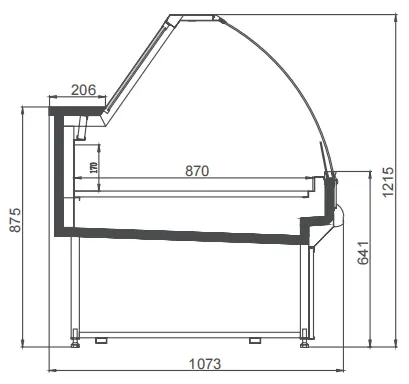Remote curved glass deli showcase counter with stainless steel interior and customizable sizes - XCCold Series