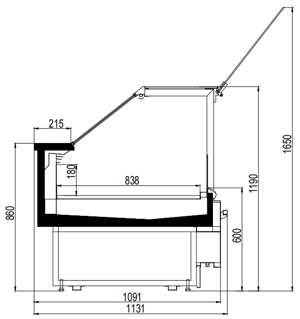 Remote luxury flat glass deli showcase counter with stainless steel interior - XCCold Series