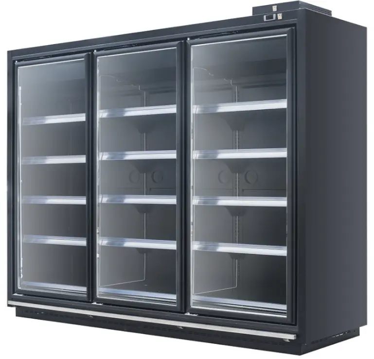 Remote luxury glass door chiller freezer with ultra-slim profile and precision -18 to -22°C centralized industrial cooling - XCCold Series