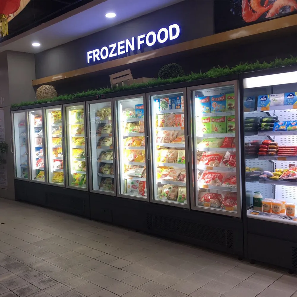 Bottom-mounted compressor plug-in glass door merchandiser with integrated industrial-grade cooling and precision 0 to 5°C thermal stability - XCCold Series