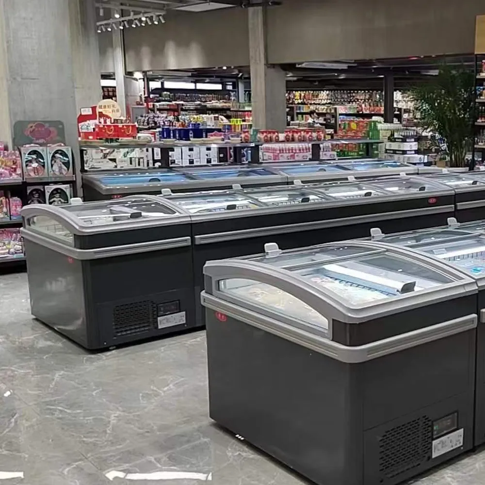 Commercial combined island freezer sliding lid merchandiser with precision -18 to -22°C cooling and industrial modular design - XCCold Series