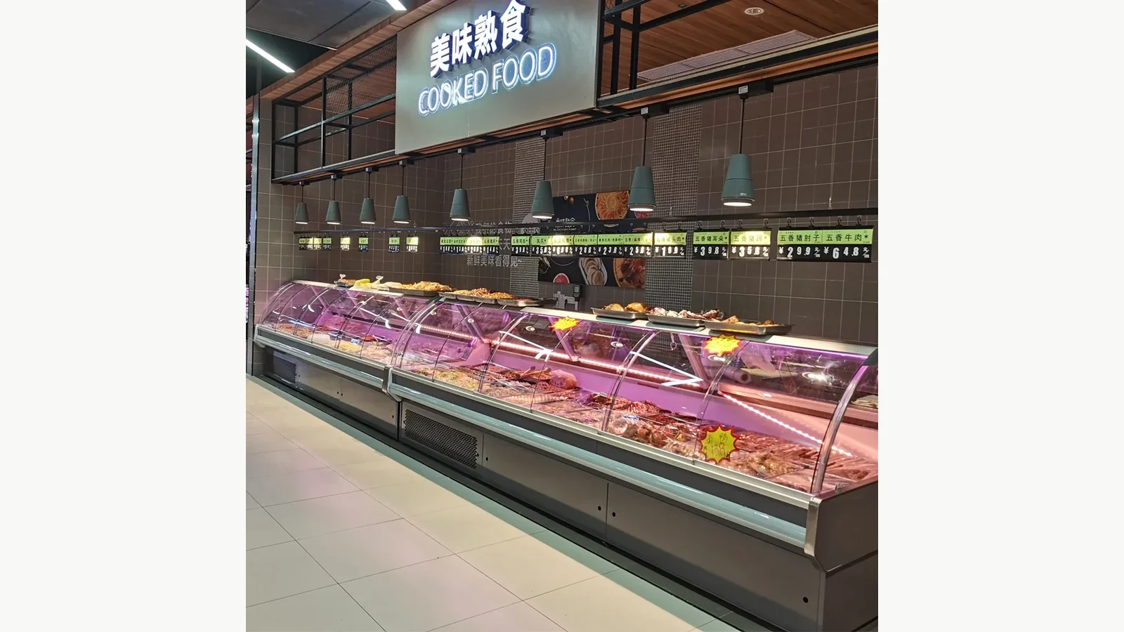 Exact plug-in curved-glass deli showcase without the listed storage variant
