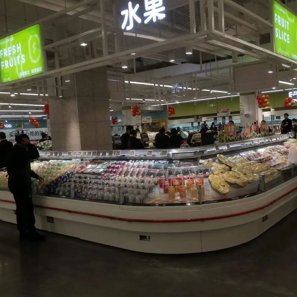 Double-deck remote meat fridge with straight glass and open top design for supermarkets - XCCold Series