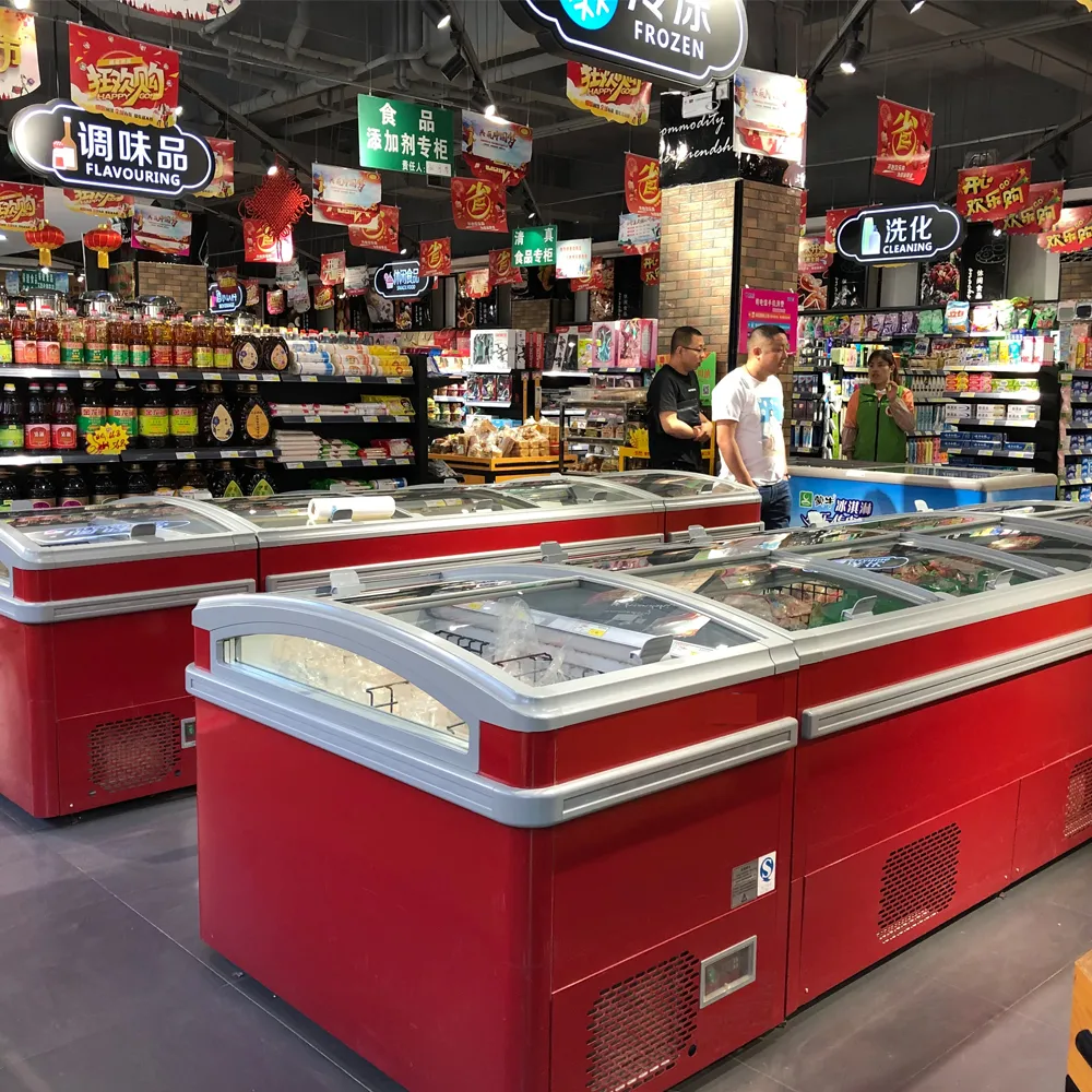 Energy-saving sliding glass lid combined island freezer with low-E thermal insulation and precision -18 to -22°C deep-freeze - XCCold Series