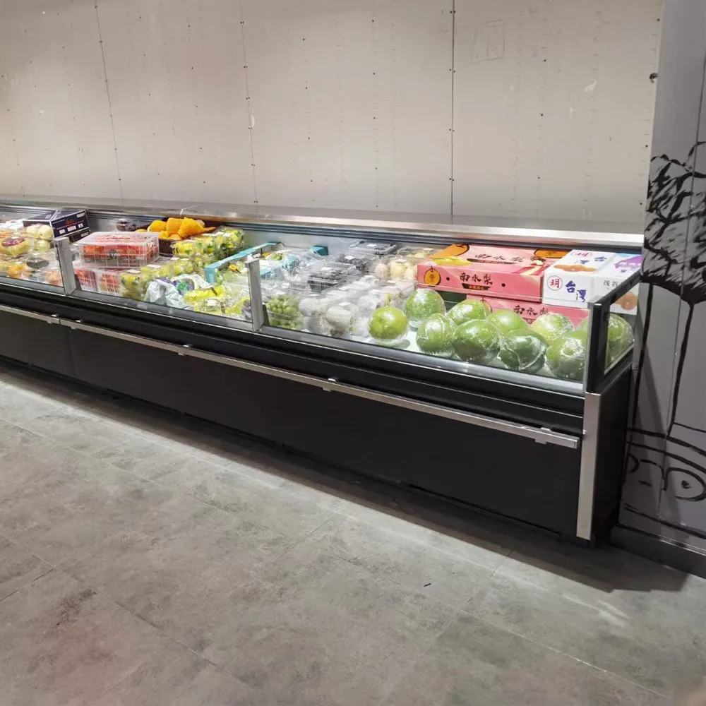 Fresh beef steak open top straight glass meat chiller with precision cooling - XCCold Luxury Series