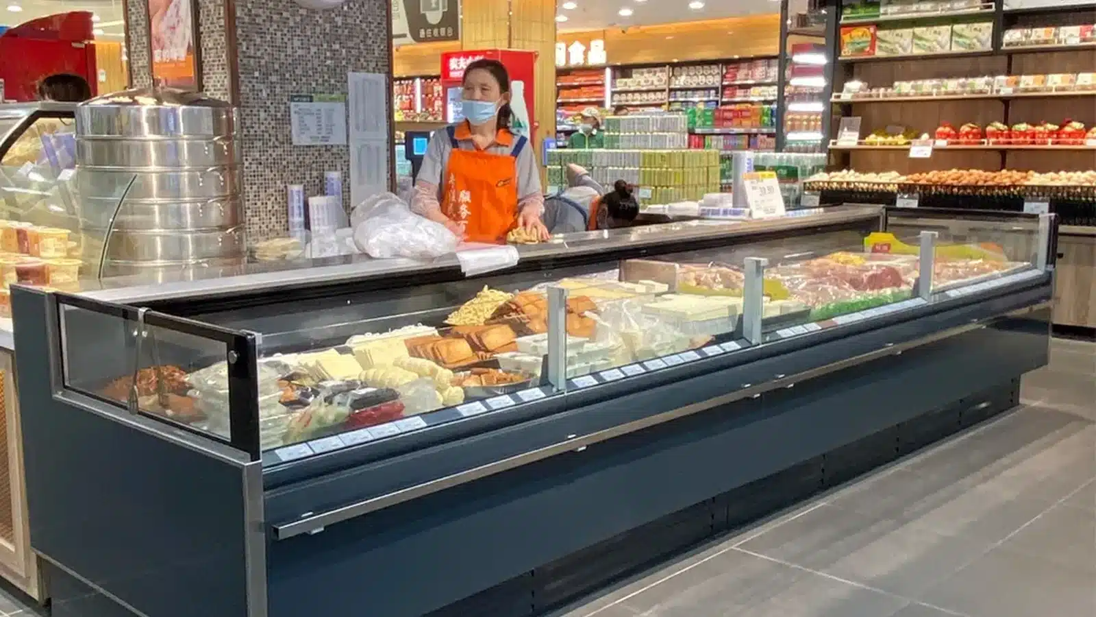 Straight-glass fresh meat showcase counter reference