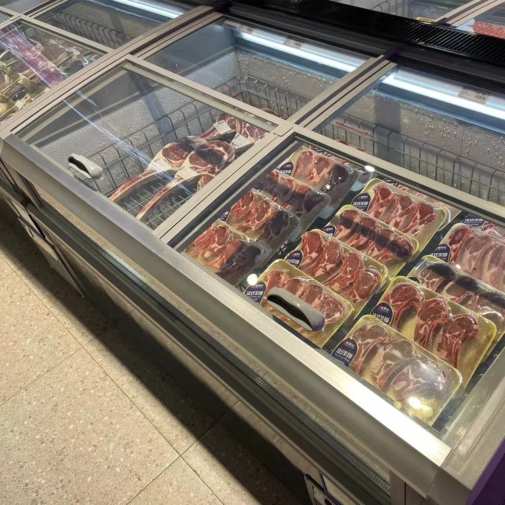 Frozen french fries island freezer with small-window efficiency design and precision -18 to -22°C cooling - XCCold Series