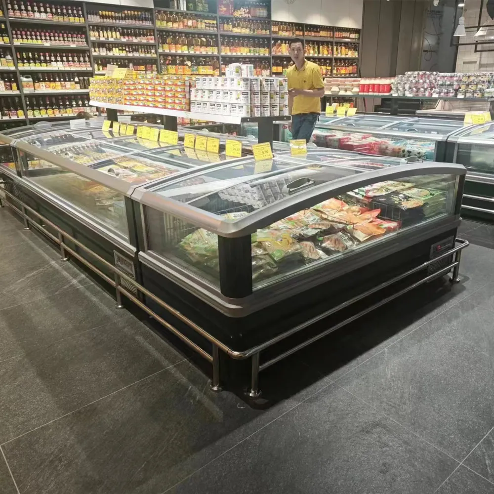 Frozen pizza and ready meals large-glass island freezer with panoramic display and precision -18 to -22°C cooling - XCCold Series