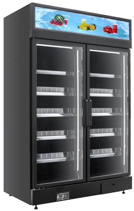 Commercial glass door cooler with integrated promotional LED light box and precision 0 to 5°C industrial-grade cooling - XCCold Series