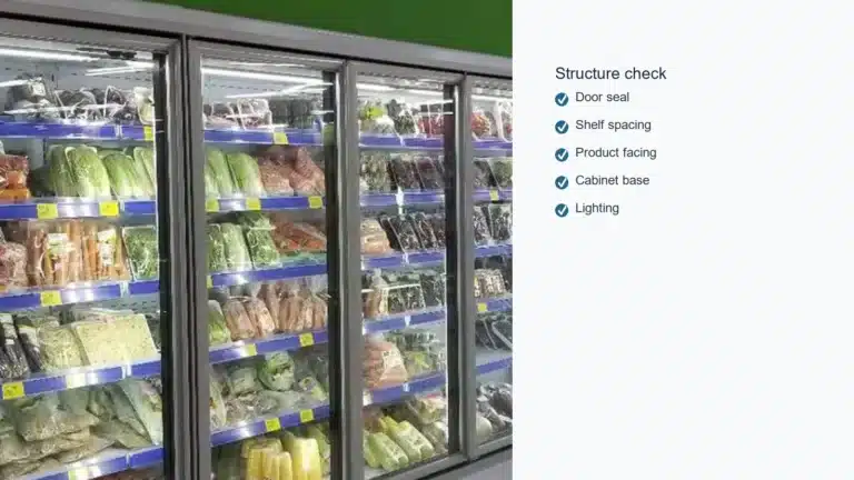 Glass door upright chiller door shelves and cabinet structure