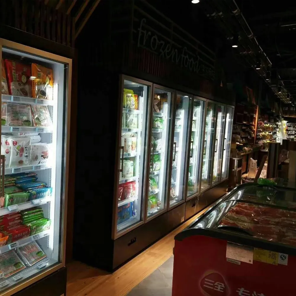 Integrated remote refrigeration chiller freezer suite with centralized cooling system and high-efficiency vertical glass doors - XCCold Series