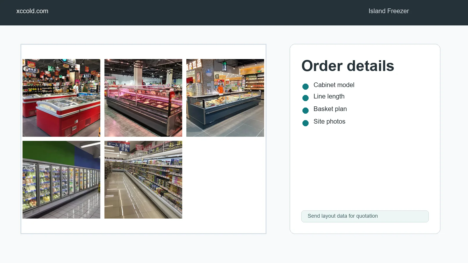 Island freezer project order details check with store layout