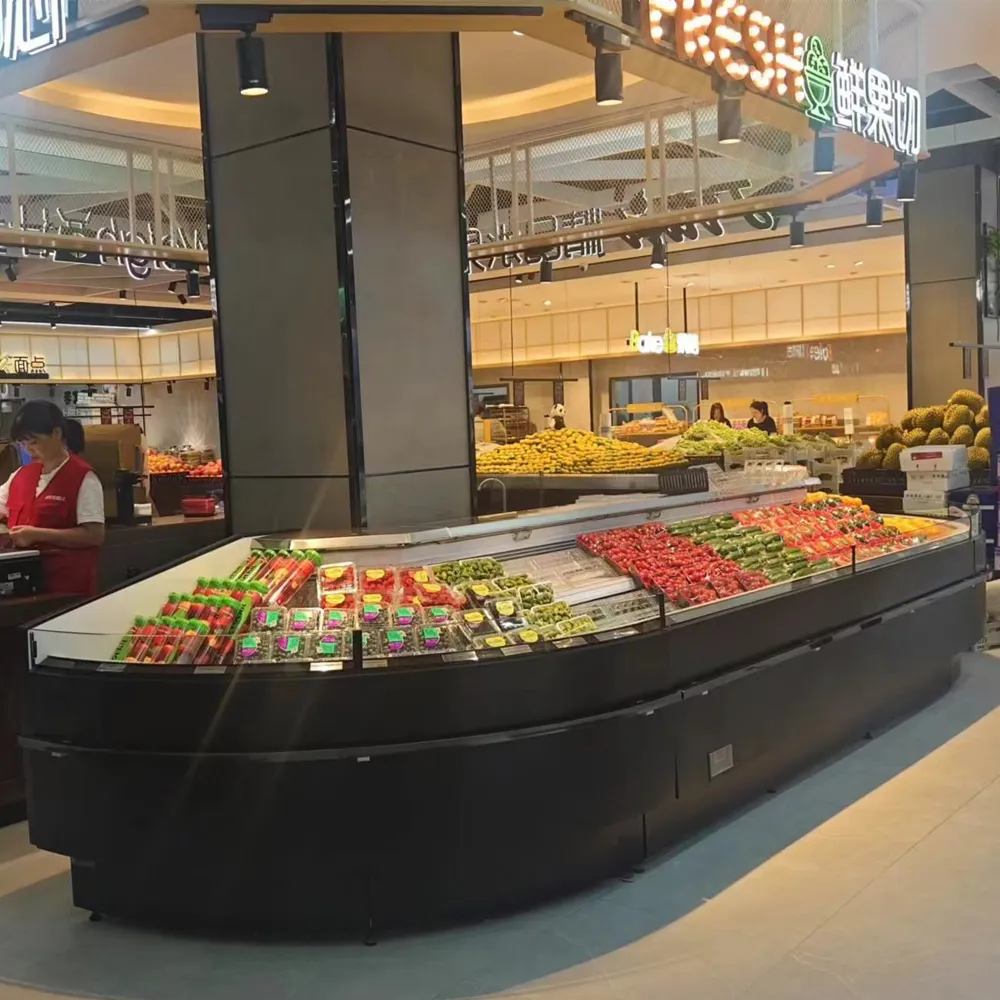 Island style double layer open top meat cooler with 360-degree access - XCCold Industrial Series