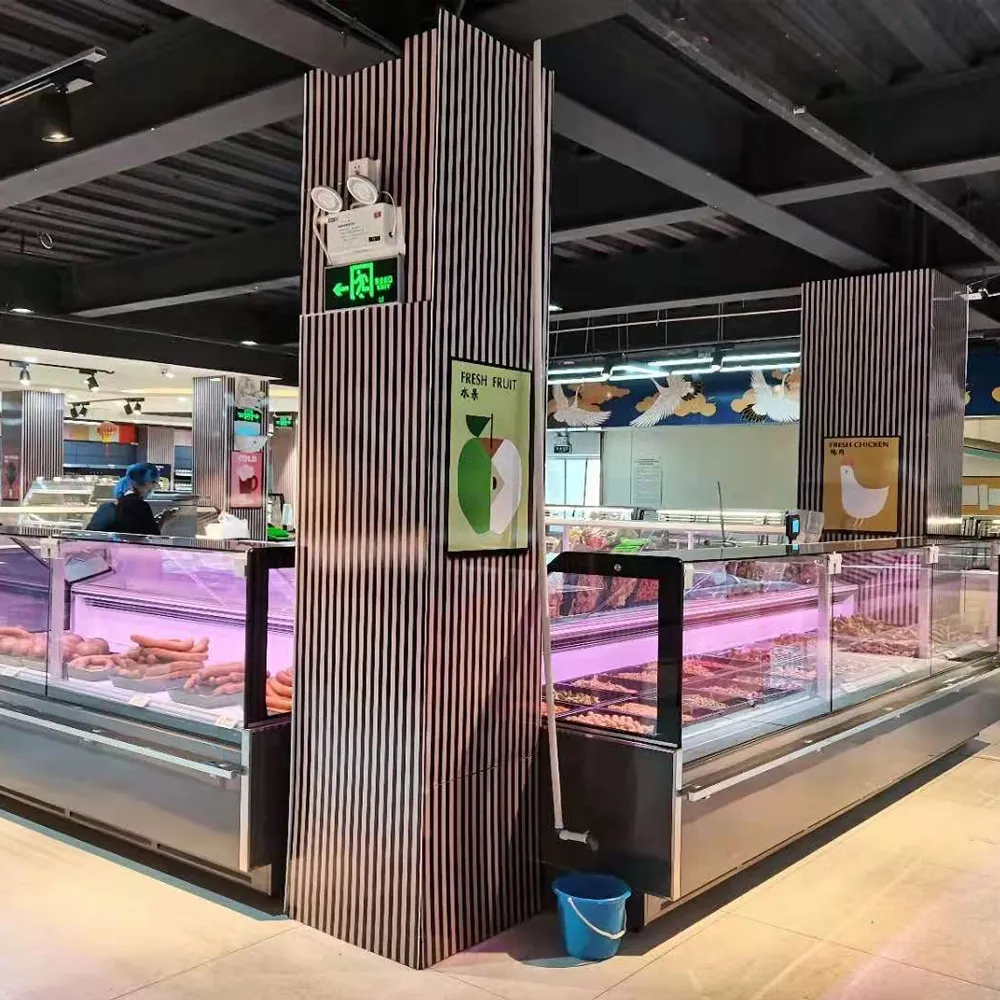 Large-scale remote straight glass deli service counter with SUS304 industrial frame - XCCold Supermarket Series