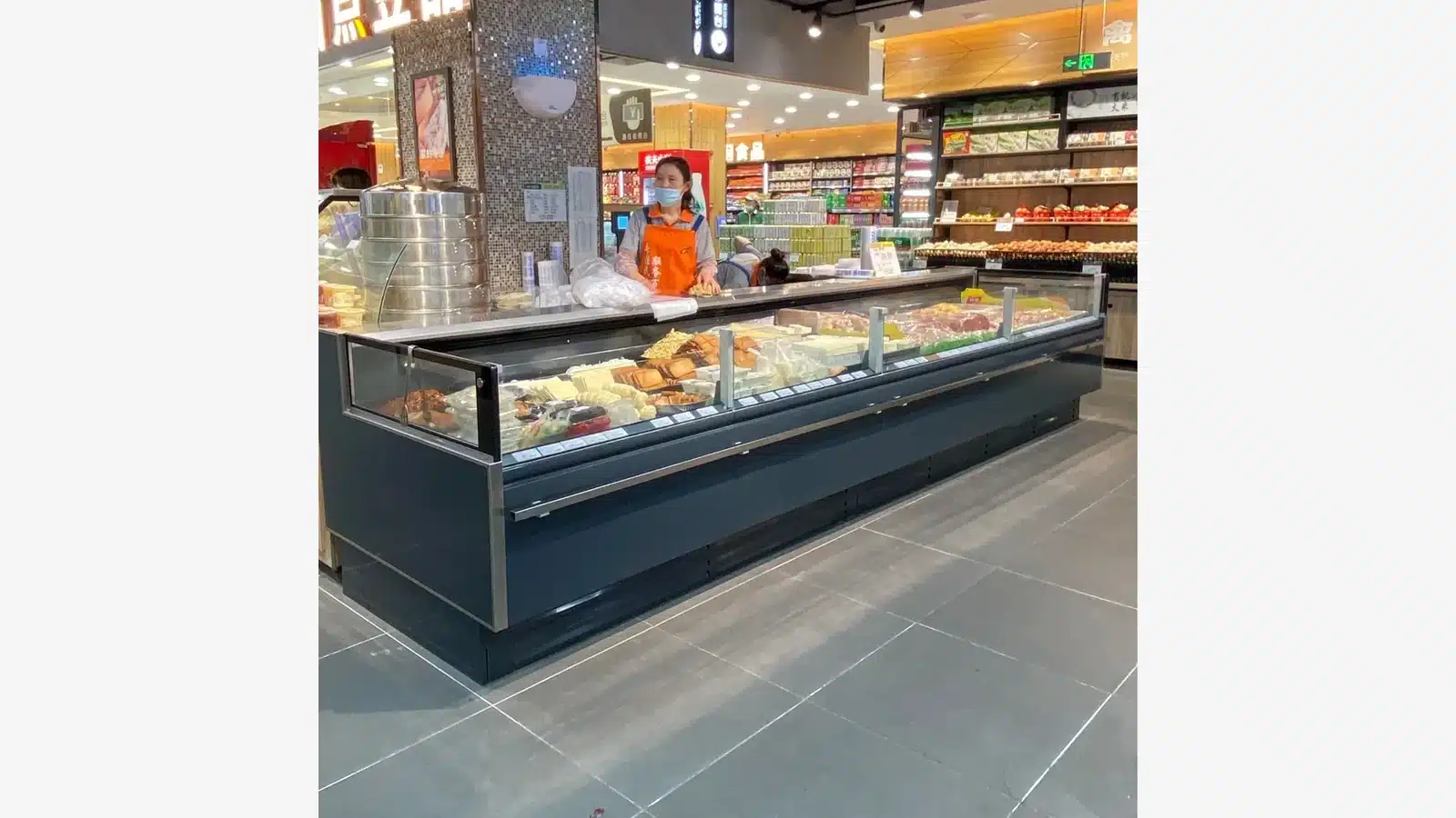 Plug-in luxury flat-glass fresh-meat showcase counter reference