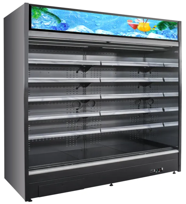 Open chiller with integrated high-impact top light box, customizable brand signage, and precision 0 to 5°C remote cooling - XCCold Series
