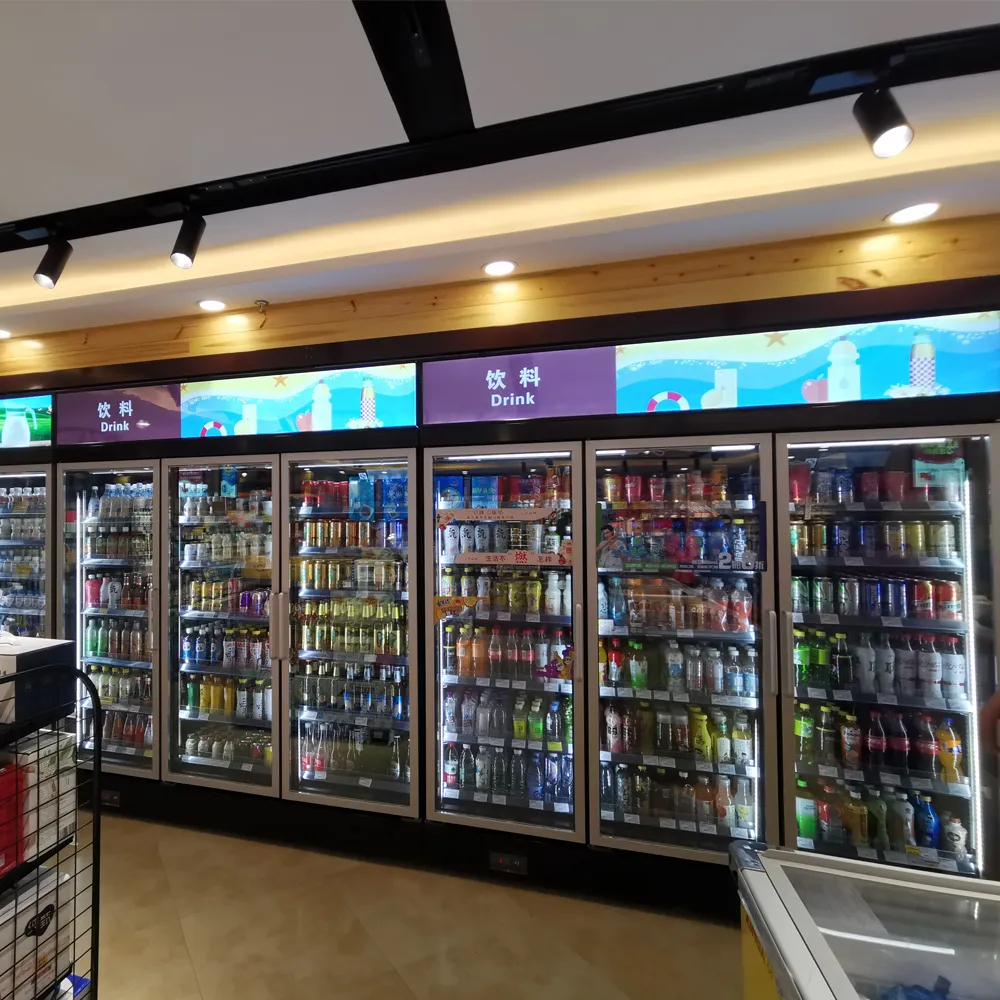 Overhead-compressor plug-in glass door cooler with top-mount integrated refrigeration and precision 0 to 5°C industrial-grade cooling - XCCold Series