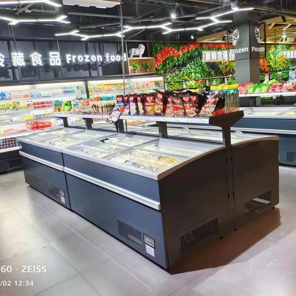 Plug-in combined island freezer with standard profile and precision -18 to -22°C industrial deep-freeze - XCCold Series