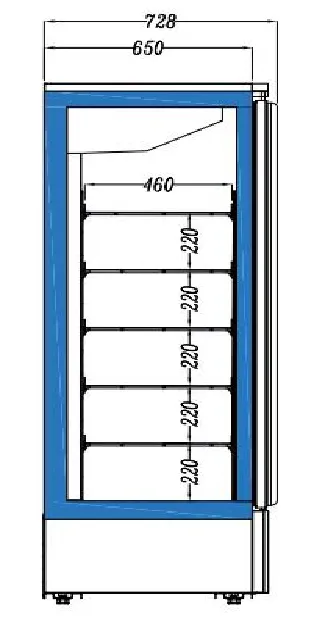 Technical dimensional specifications and size options for Plug-in glass door chiller with integrated compressor - XCCold Series