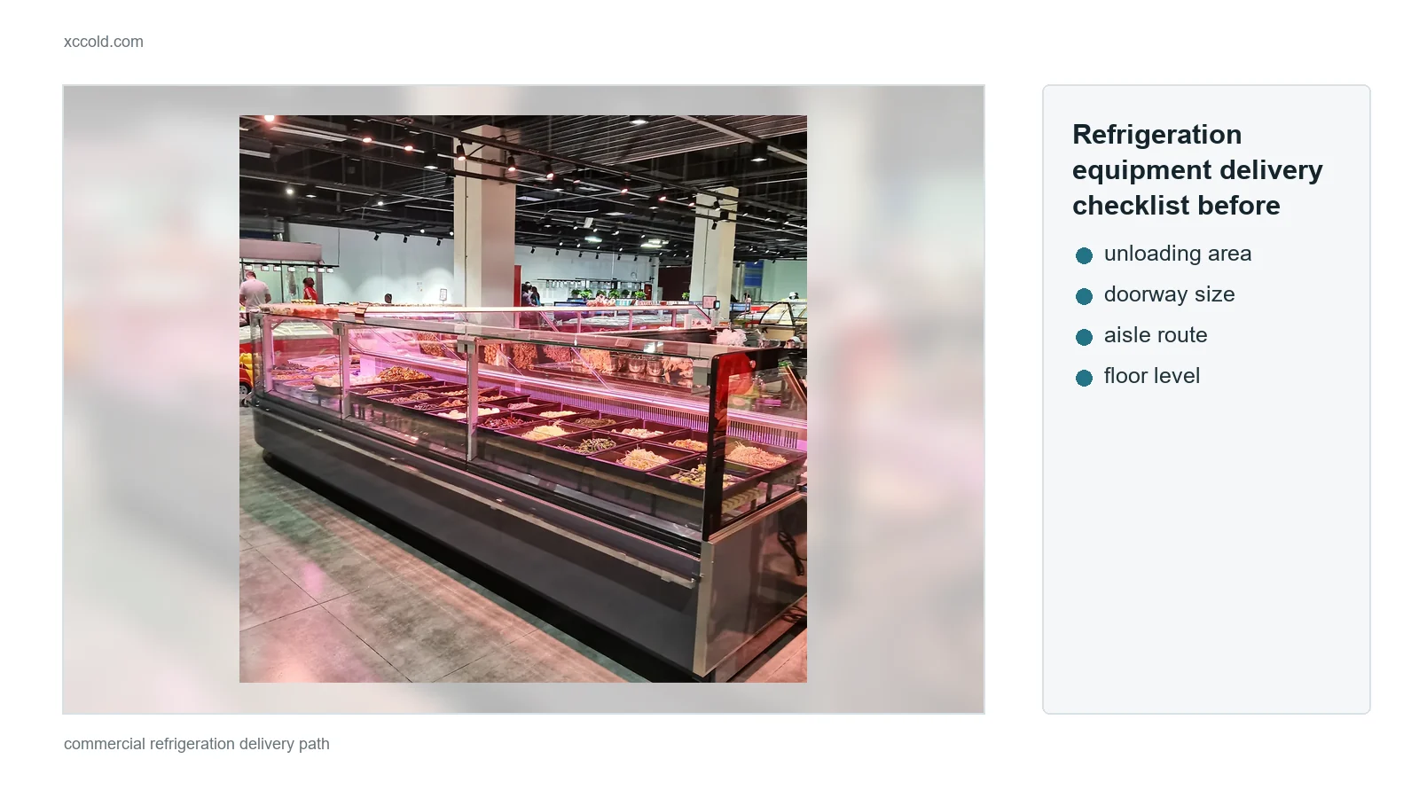 Refrigeration equipment delivery checklist before arrival