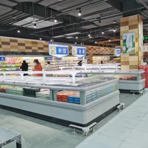 Remote double-sided island freezer for supermarkets with high-capacity 360-degree display and industrial-grade construction - XCCold Series