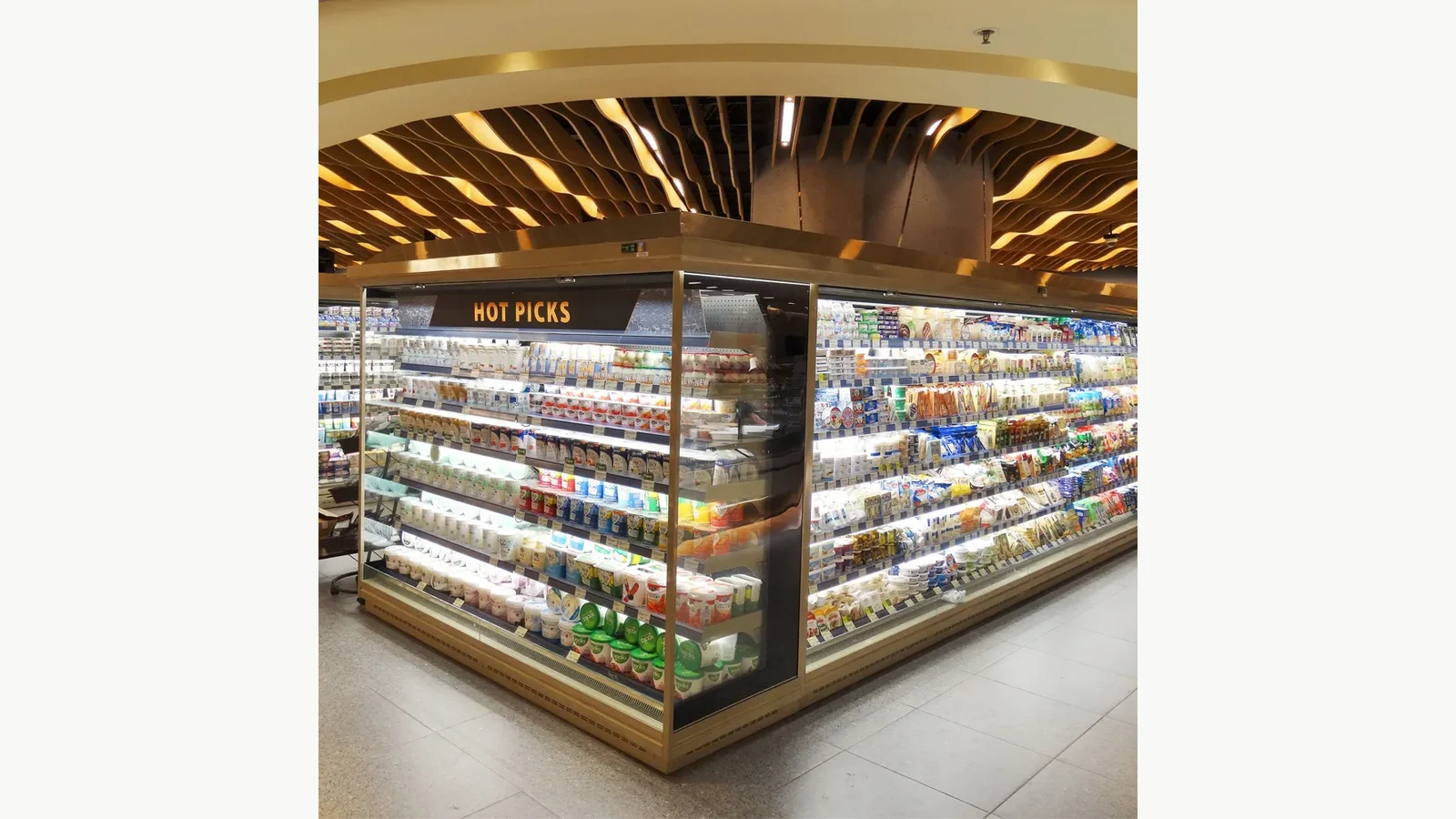 Remote luxury open chillers shown in a real retail application