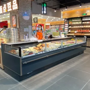 Remote luxury meat chiller with open top and straight glass design - XCCold Premium Commercial Series