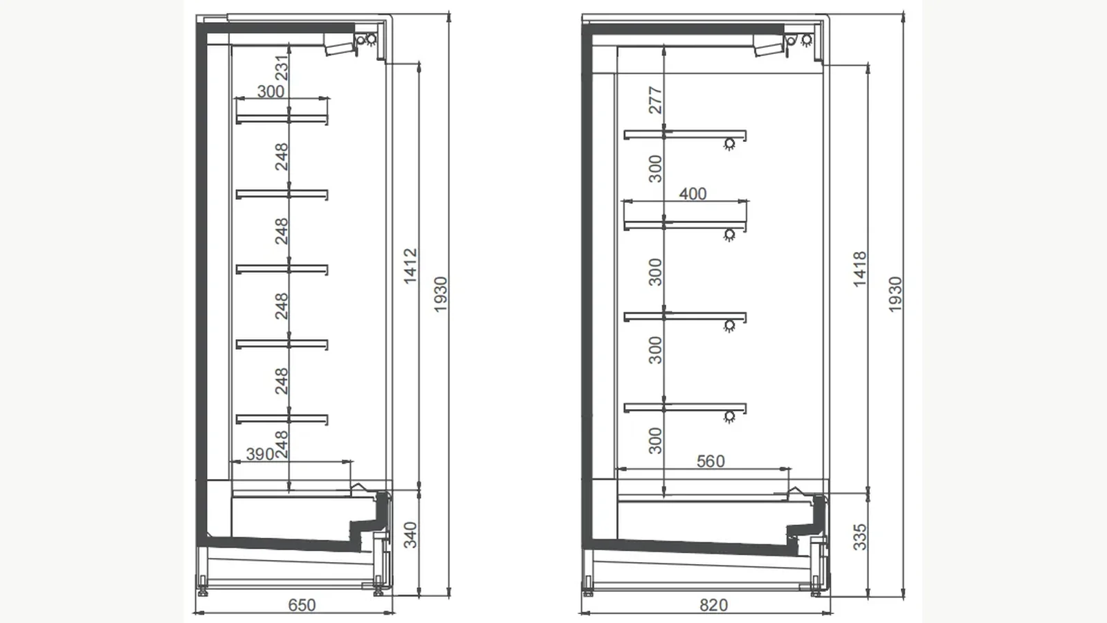 Dimension reference for an exact remote standard open-chiller model