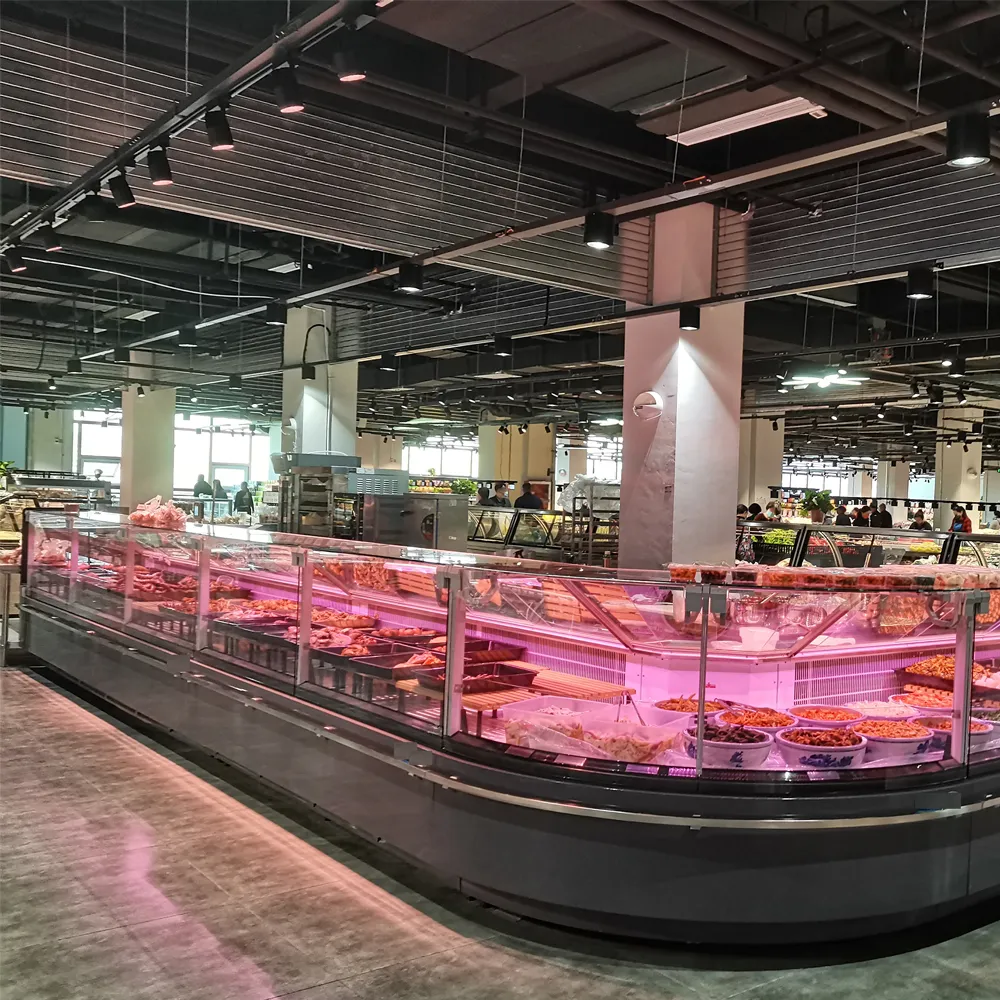 Remote straight glass cooked food merchandiser 2-8C with SUS304 stainless steel interior - XCCold Series