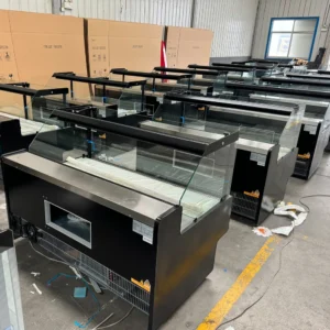 Self-contained luxury straight glass deli merchandiser with bottom refrigerated storage and SUS304 interior - XCCold Series