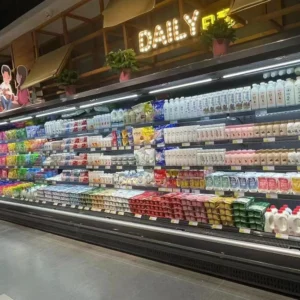 Silent-operation remote open-front supermarket fridge with external compressor integration and precision 0 to 5°C industrial-grade air-curtain cooling - XCCold Series