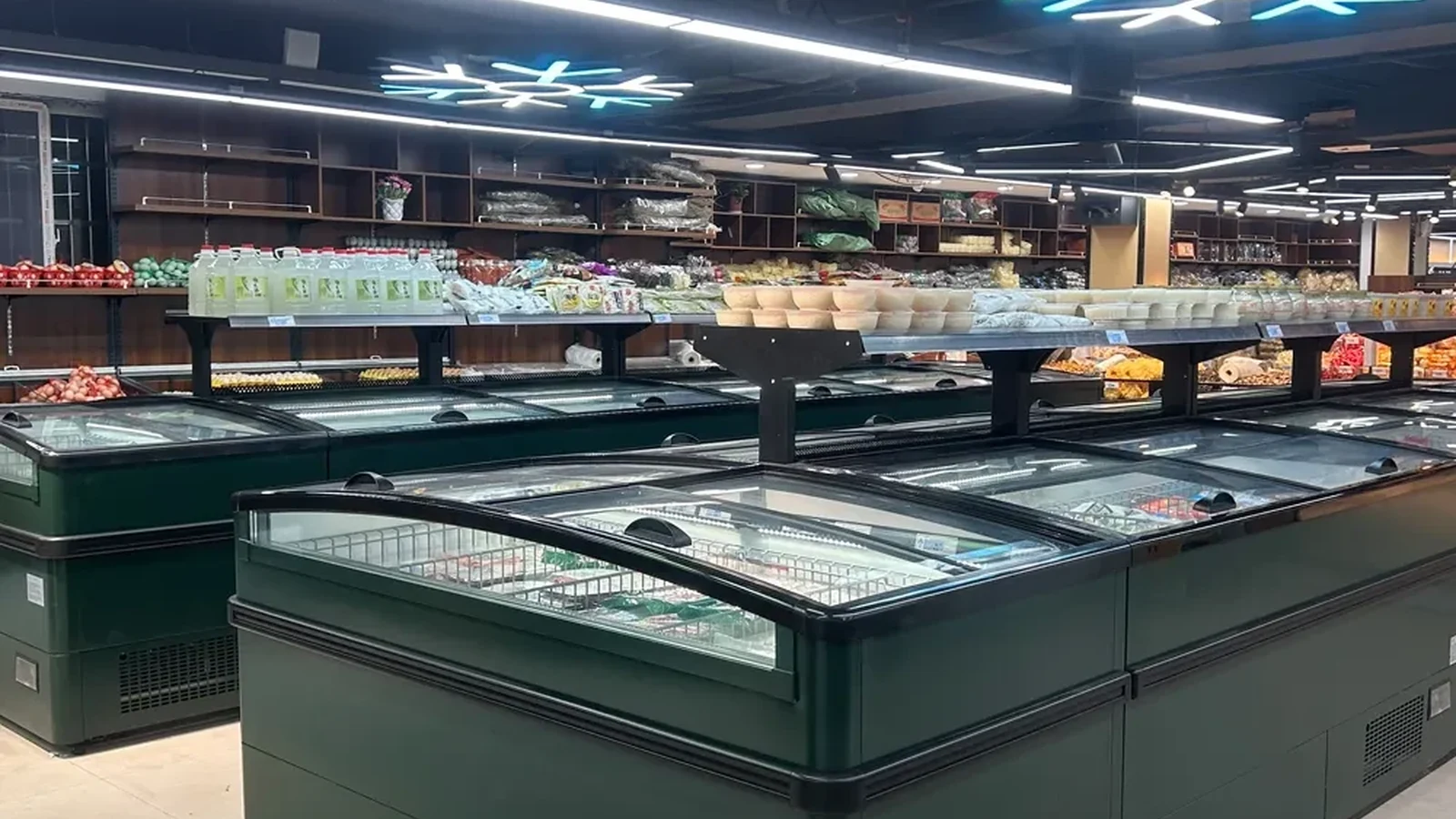 Plug-in Standard Combined Island Freezer in a supermarket display line