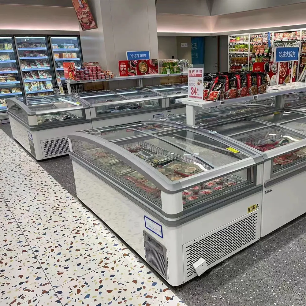 Standard plug-in island freezer with small-window efficiency design and precision -18 to -22°C cooling - XCCold Series