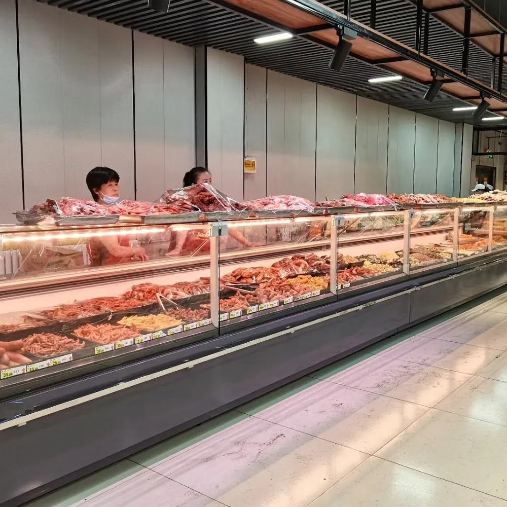 Straight glass cooked meat deli counter with SUS304 interior and precision temperature control - XCCold Professional