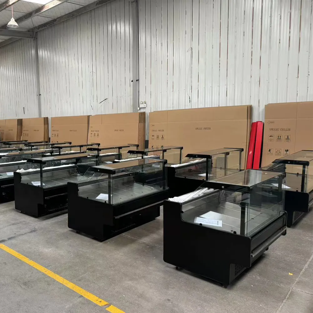 Straight glass deli counter with integrated refrigerated under storage and SUS304 interior - XCCold Series