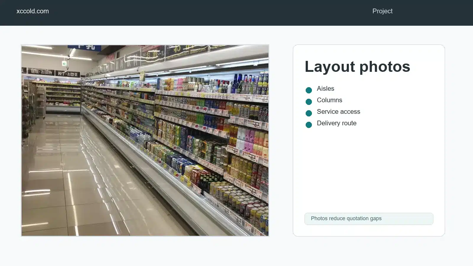 Supermarket layout photos for refrigeration quotation planning