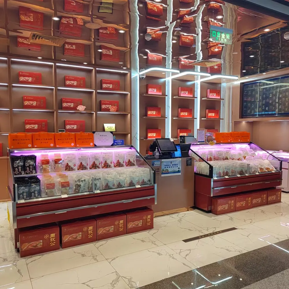 Tiered open top meat chiller for fresh beef steak display - XCCold Industrial Luxury Series